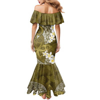 Gold Polynesian Tribal Frangipani Tropical Vibe Family Matching Mermaid Dress and Hawaiian Shirt LT14 - Polynesian Pride