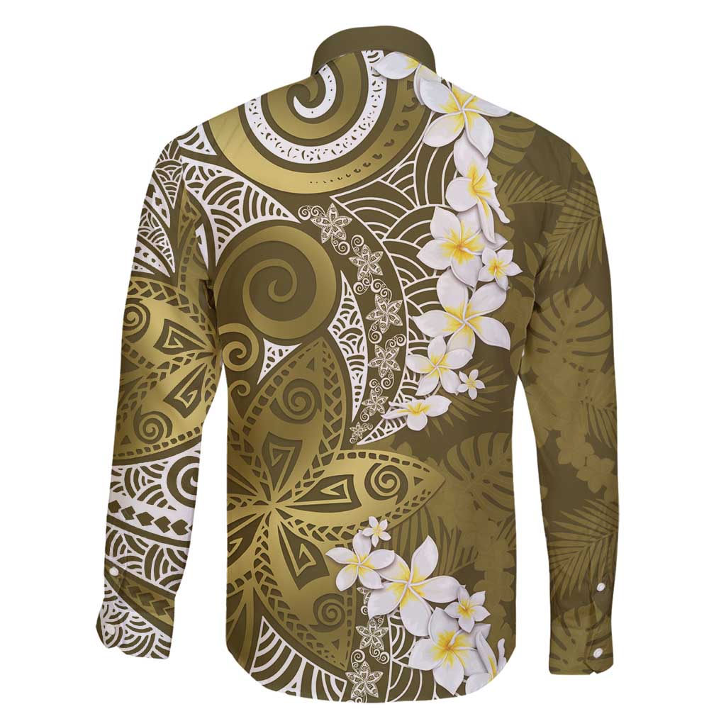 Gold Polynesian Tribal Frangipani Tropical Vibe Family Matching Summer Maxi Dress and Hawaiian Shirt LT14 - Polynesian Pride