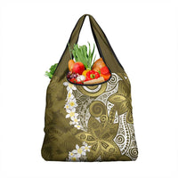 Gold Polynesian Tribal Frangipani Tropical Vibe Grocery Bag LT14 1-pack One Size Gold - Polynesian Pride