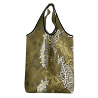Gold Polynesian Tribal Frangipani Tropical Vibe Grocery Bag LT14 - Polynesian Pride