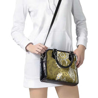 Gold Polynesian Tribal Frangipani Tropical Vibe Shoulder Handbag
