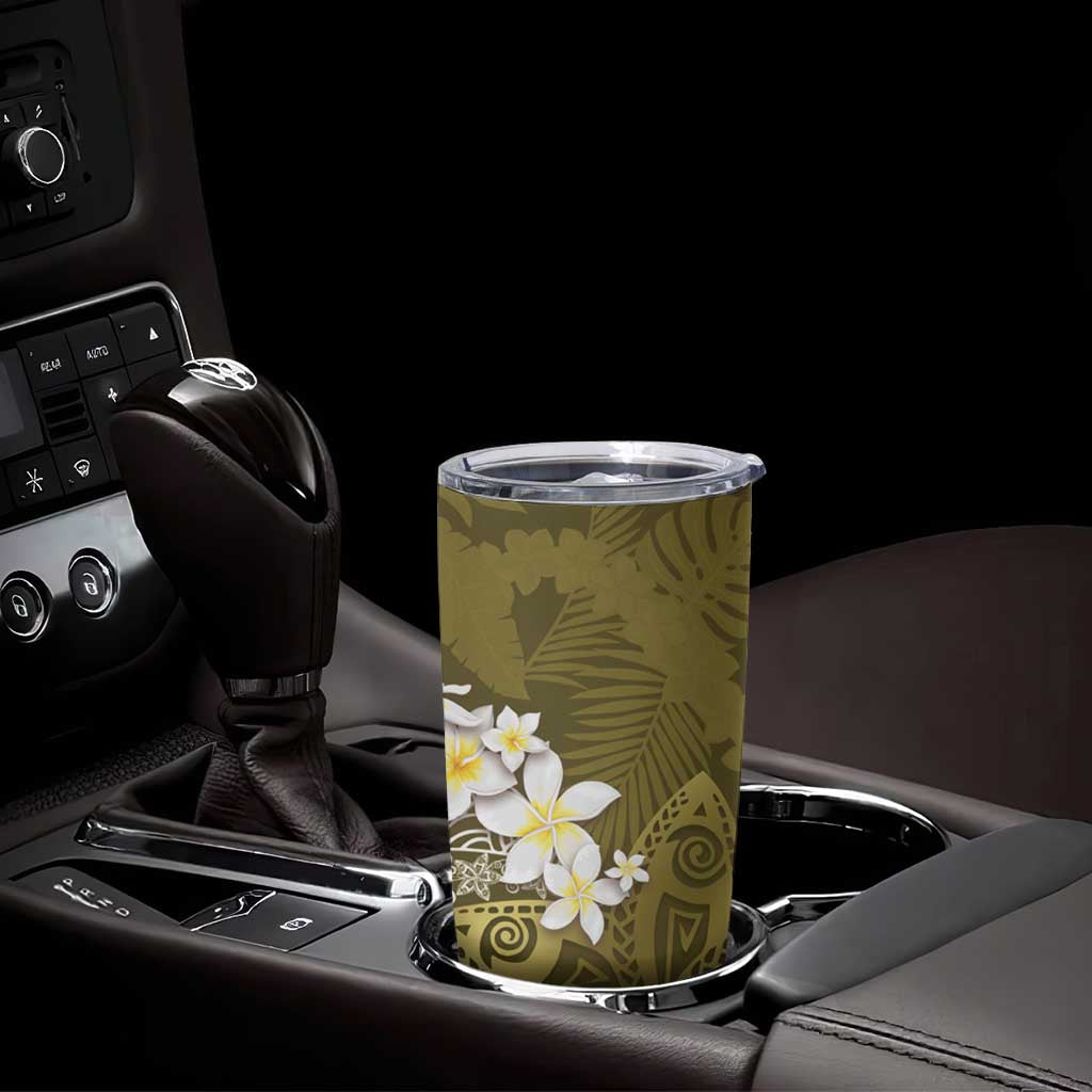 Gold Polynesian Tribal Frangipani Tropical Vibe Tumbler Cup