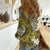 Gold Polynesian Tribal Frangipani Tropical Vibe Women Casual Shirt