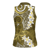 Gold Polynesian Tribal Frangipani Tropical Vibe Women Sleeveless Polo Shirt LT14 - Polynesian Pride