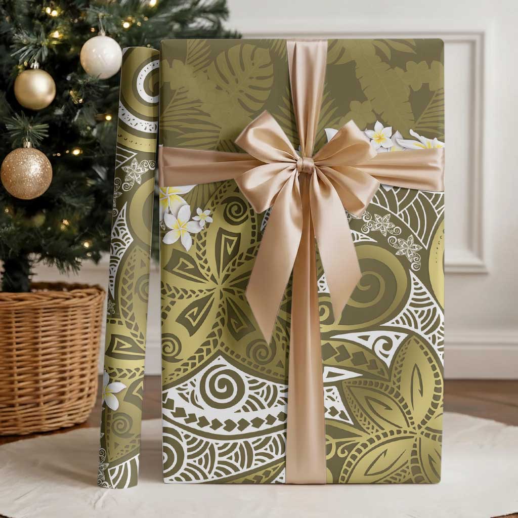 Gold Polynesian Tribal Frangipani Tropical Vibe Wrapping Paper - Polynesian Pride