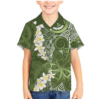 Green Polynesian Tribal Frangipani Tropical Vibe Family Matching Mermaid Dress and Hawaiian Shirt LT14 Son's Shirt Green - Polynesian Pride