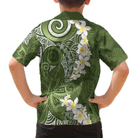 Green Polynesian Tribal Frangipani Tropical Vibe Family Matching Summer Maxi Dress and Hawaiian Shirt LT14 - Polynesian Pride