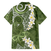 Green Polynesian Tribal Frangipani Tropical Vibe Family Matching Summer Maxi Dress and Hawaiian Shirt LT14 - Polynesian Pride