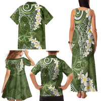 Green Polynesian Tribal Frangipani Tropical Vibe Family Matching Tank Maxi Dress and Hawaiian Shirt LT14 - Polynesian Pride