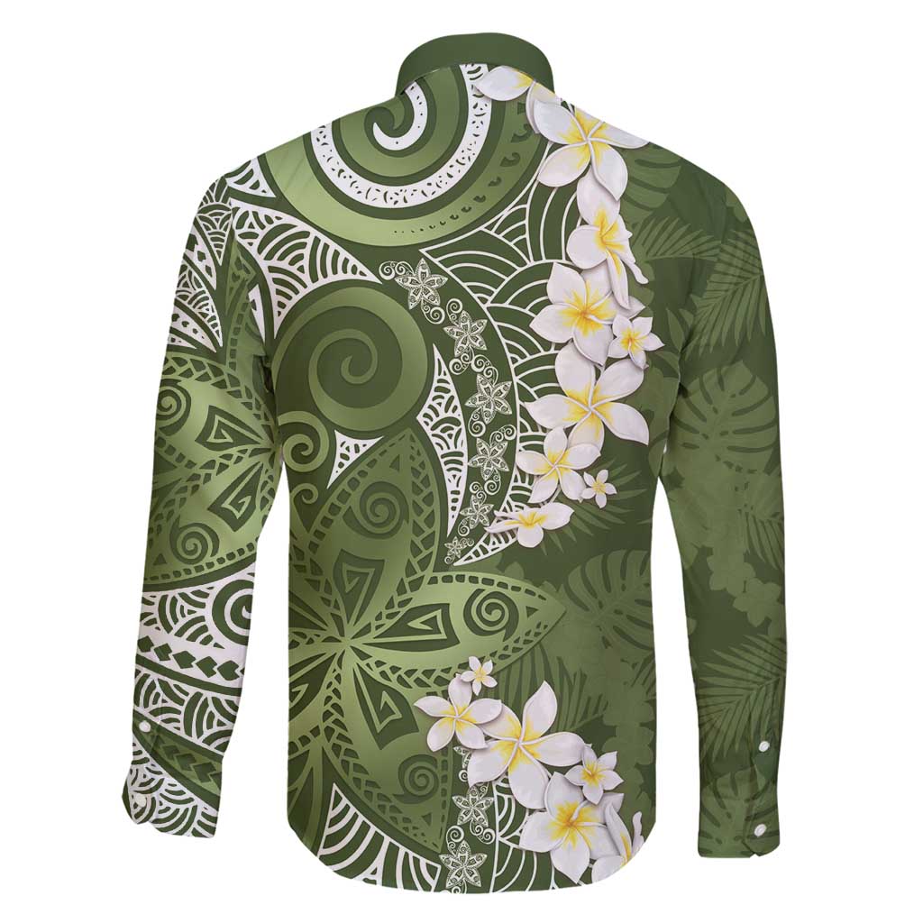 Green Polynesian Tribal Frangipani Tropical Vibe Family Matching Tank Maxi Dress and Hawaiian Shirt LT14 - Polynesian Pride