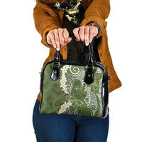 Green Polynesian Tribal Frangipani Tropical Vibe Shoulder Handbag LT14 One Size Green - Polynesian Pride