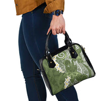Green Polynesian Tribal Frangipani Tropical Vibe Shoulder Handbag LT14 - Polynesian Pride