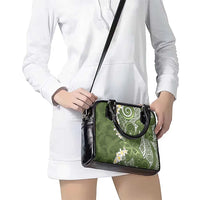 Green Polynesian Tribal Frangipani Tropical Vibe Shoulder Handbag LT14 - Polynesian Pride