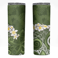 Green Polynesian Tribal Frangipani Tropical Vibe Skinny Tumbler LT14 Green - Polynesian Pride