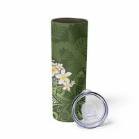 Green Polynesian Tribal Frangipani Tropical Vibe Skinny Tumbler LT14 - Polynesian Pride