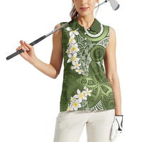 Green Polynesian Tribal Frangipani Tropical Vibe Women Sleeveless Polo Shirt LT14 - Polynesian Pride