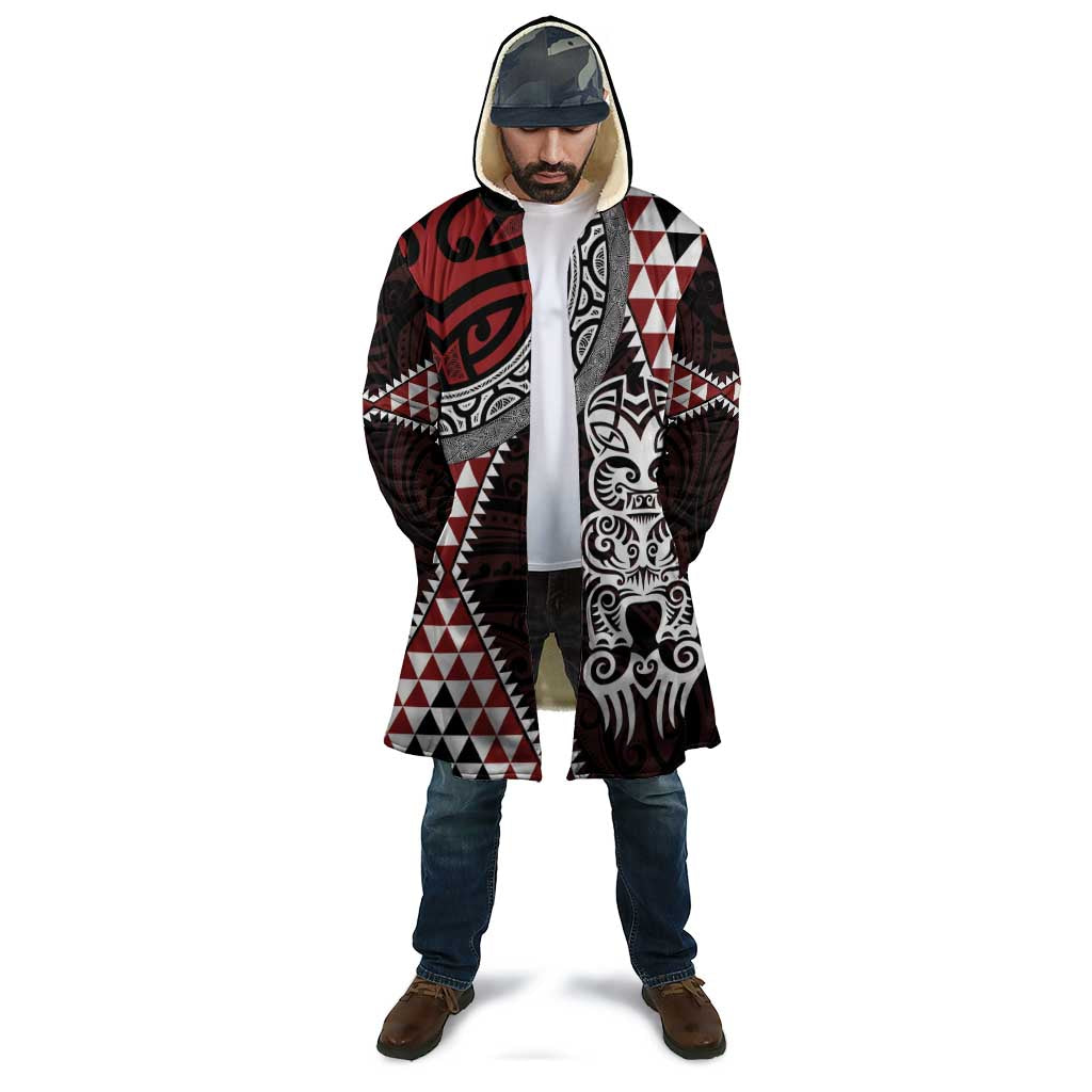 Red Aotearoa Niho Taniwha Cloak Maori Mythology Tooth - Taniko Motifs - Polynesian Pride