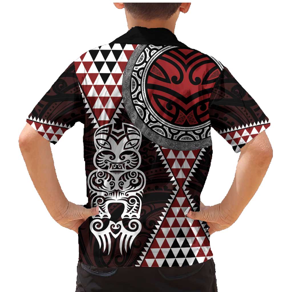 Red Aotearoa Niho Taniwha Family Matching Mermaid Dress and Hawaiian Shirt Maori Mythology Tooth - Taniko Motifs LT14 - Polynesian Pride