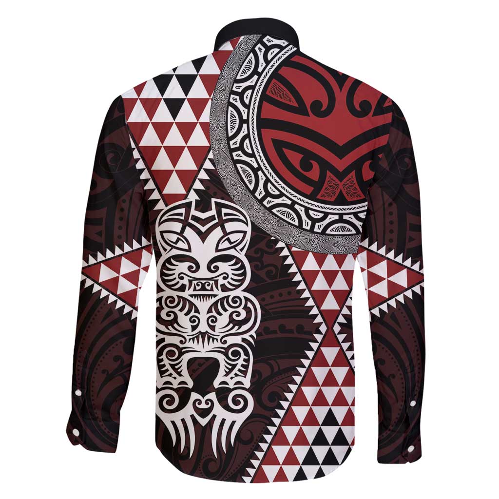 Red Aotearoa Niho Taniwha Family Matching Mermaid Dress and Hawaiian Shirt Maori Mythology Tooth - Taniko Motifs LT14 - Polynesian Pride