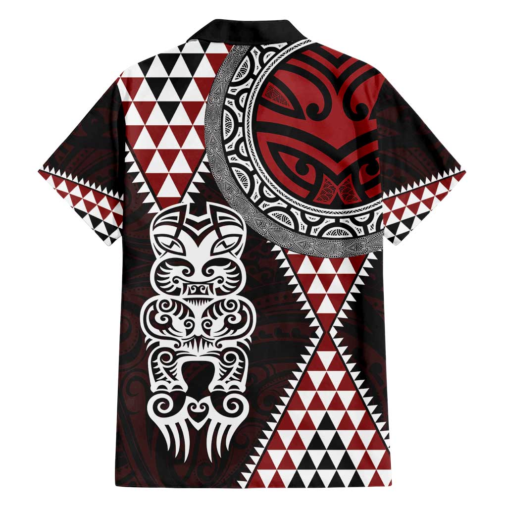 Red Aotearoa Niho Taniwha Family Matching Summer Maxi Dress and Hawaiian Shirt Maori Mythology Tooth - Taniko Motifs LT14 - Polynesian Pride