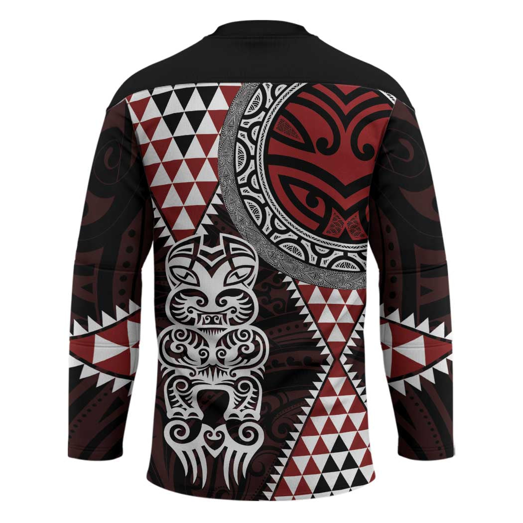 Red Aotearoa Niho Taniwha Hockey Jersey Maori Mythology Tooth - Taniko Motifs - Polynesian Pride