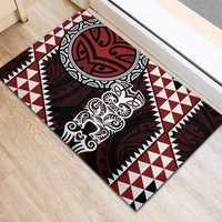 Red Aotearoa Niho Taniwha Rubber Doormat Maori Mythology Tooth - Taniko Motifs
