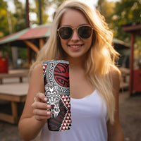 Red Aotearoa Niho Taniwha Skinny Tumbler Maori Mythology Tooth - Taniko Motifs LT14 - Polynesian Pride