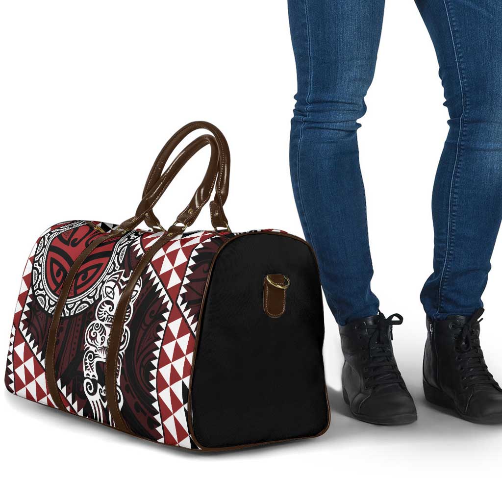 Red Aotearoa Niho Taniwha Travel Bag Maori Mythology Tooth - Taniko Motifs - Polynesian Pride
