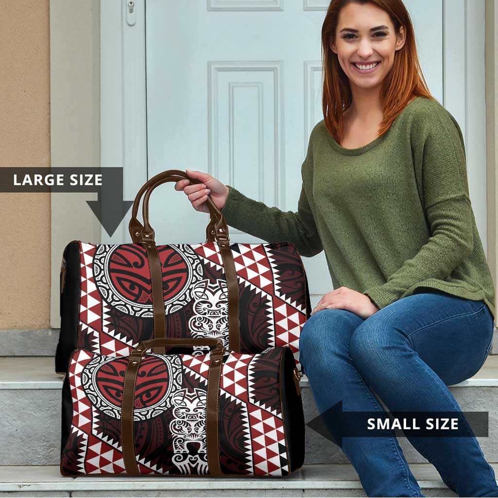 Red Aotearoa Niho Taniwha Travel Bag Maori Mythology Tooth - Taniko Motifs - Polynesian Pride