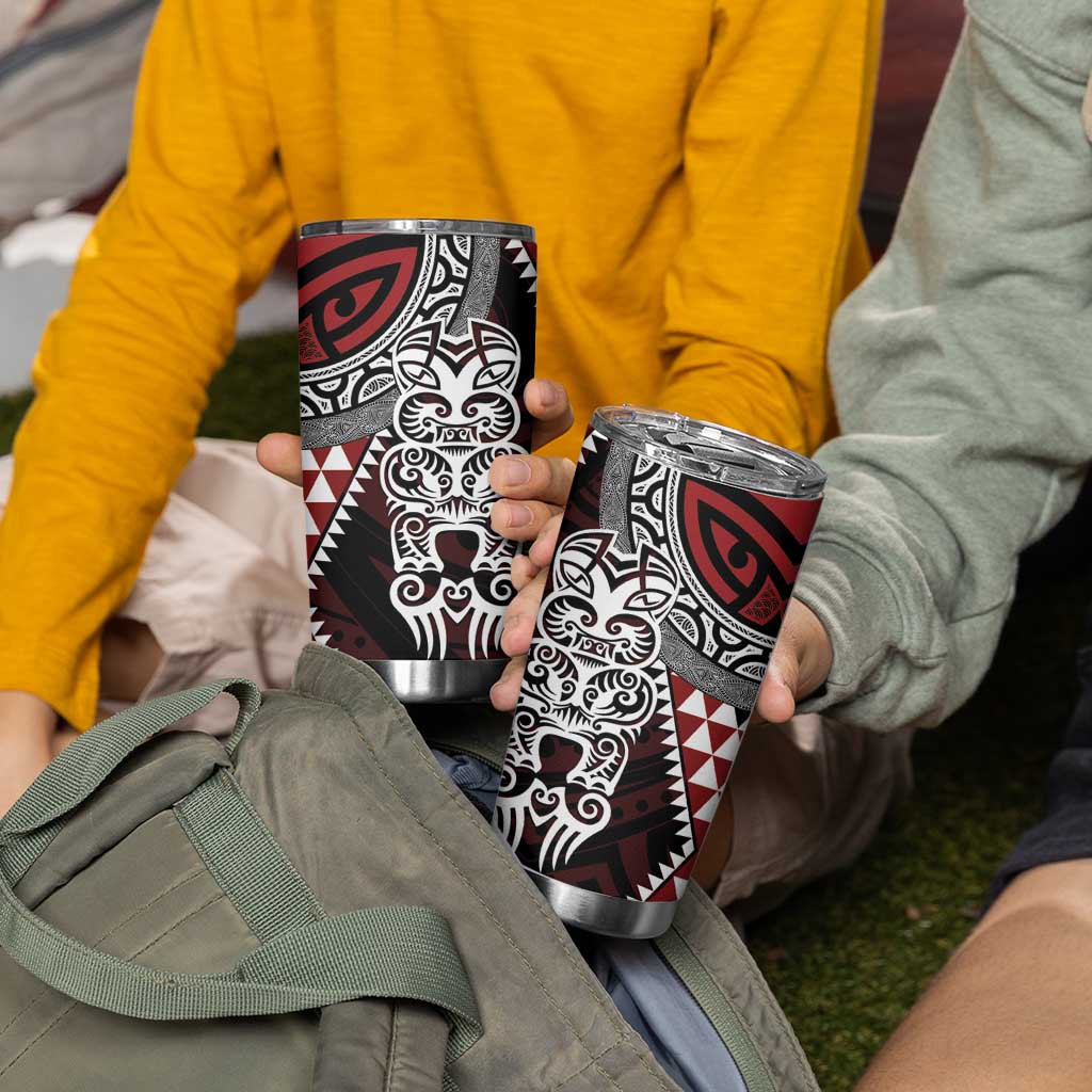 Red Aotearoa Niho Taniwha Tumbler Cup Maori Mythology Tooth - Taniko Motifs