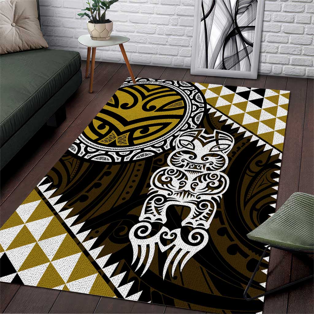 Yellow Aotearoa Niho Taniwha Area Rug Maori Mythology Tooth - Taniko Motifs LT14 Yellow - Polynesian Pride