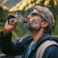 Yellow Aotearoa Niho Taniwha 4 in 1 Can Cooler Tumbler Maori Mythology Tooth - Taniko Motifs LT14 - Polynesian Pride