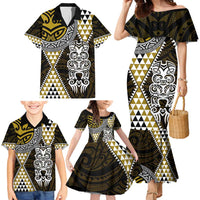 Yellow Aotearoa Niho Taniwha Family Matching Mermaid Dress and Hawaiian Shirt Maori Mythology Tooth - Taniko Motifs LT14 - Polynesian Pride