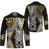 Yellow Aotearoa Niho Taniwha Hockey Jersey Maori Mythology Tooth - Taniko Motifs - Polynesian Pride