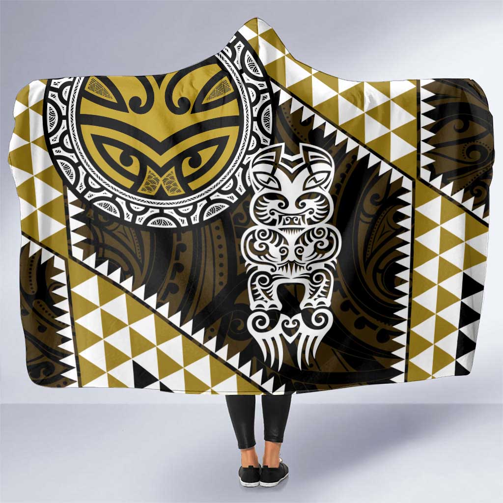 Yellow Aotearoa Niho Taniwha Hooded Blanket Maori Mythology Tooth - Taniko Motifs LT14 One Size Yellow - Polynesian Pride