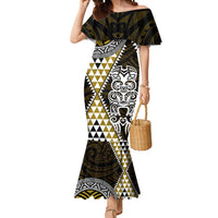 Yellow Aotearoa Niho Taniwha Mermaid Dress Maori Mythology Tooth - Taniko Motifs LT14 Women Yellow - Polynesian Pride