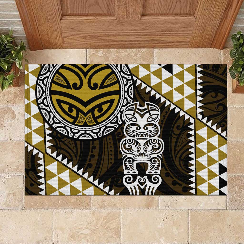 Yellow Aotearoa Niho Taniwha Rubber Doormat Maori Mythology Tooth - Taniko Motifs LT14 Yellow - Polynesian Pride