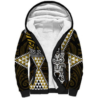 Yellow Aotearoa Niho Taniwha Sherpa Hoodie Maori Mythology Tooth - Taniko Motifs LT14 Unisex Yellow - Polynesian Pride