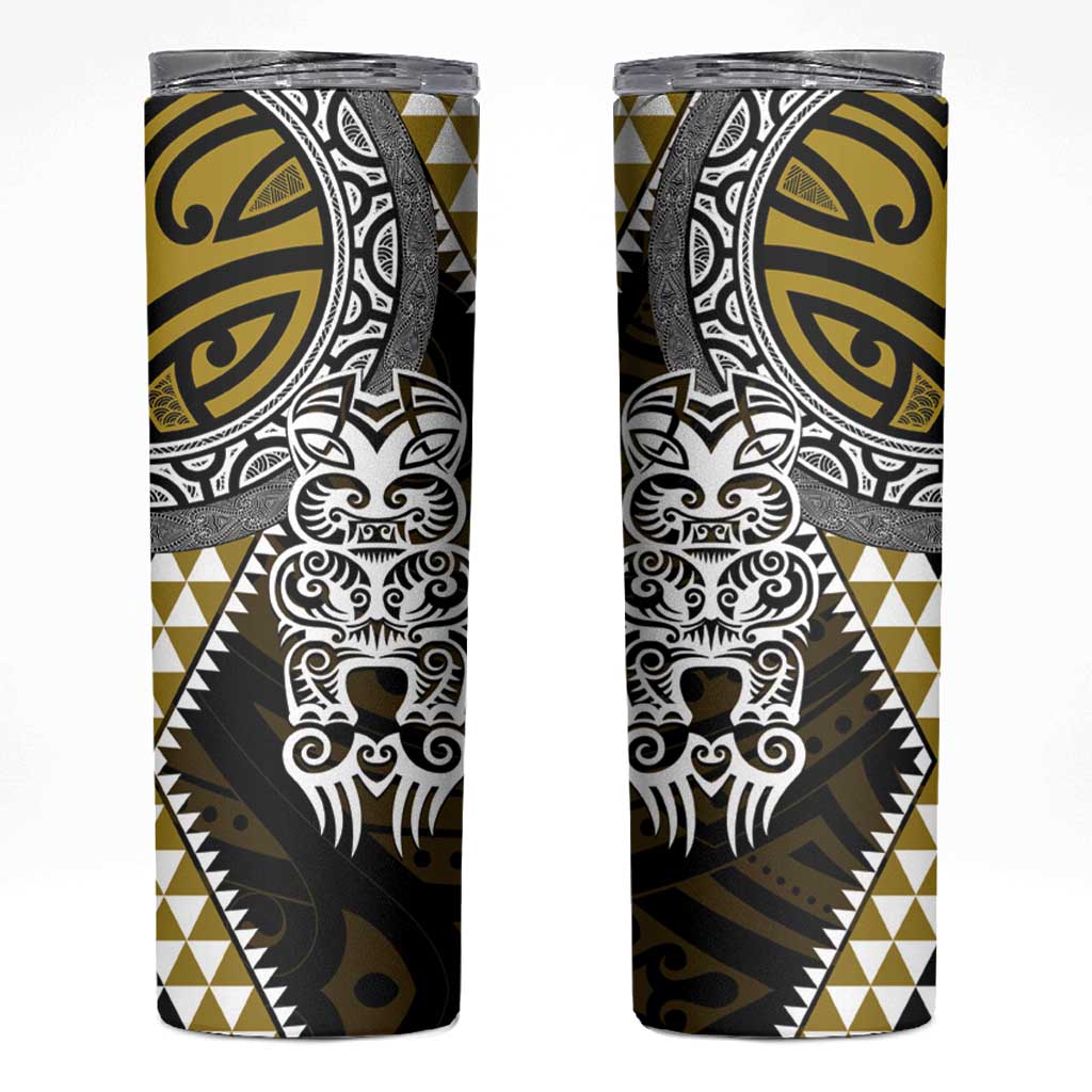 Yellow Aotearoa Niho Taniwha Skinny Tumbler Maori Mythology Tooth - Taniko Motifs LT14 Yellow - Polynesian Pride