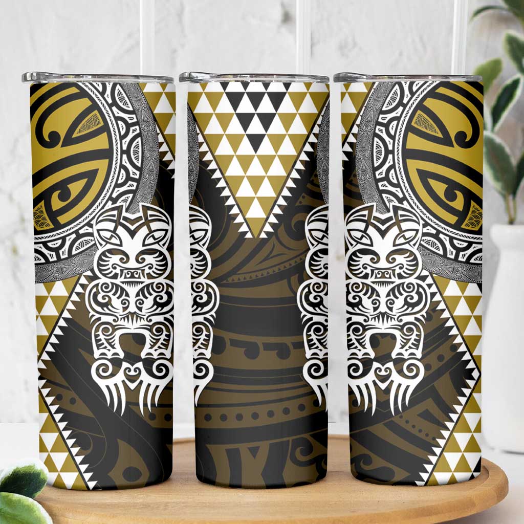 Yellow Aotearoa Niho Taniwha Skinny Tumbler Maori Mythology Tooth - Taniko Motifs LT14 - Polynesian Pride