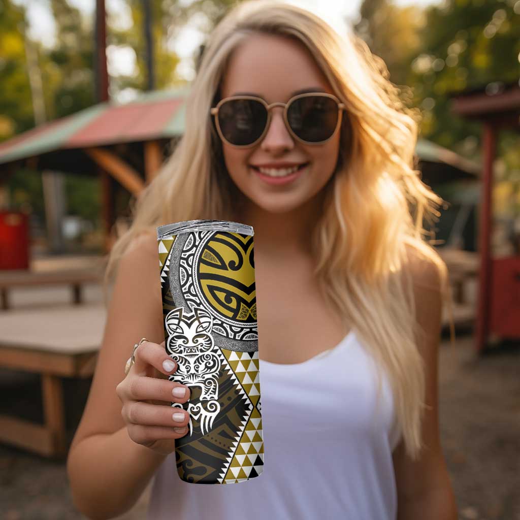 Yellow Aotearoa Niho Taniwha Skinny Tumbler Maori Mythology Tooth - Taniko Motifs LT14 - Polynesian Pride