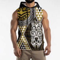 Yellow Aotearoa Niho Taniwha Sleeveless Hoodie Maori Mythology Tooth - Taniko Motifs LT14 - Polynesian Pride