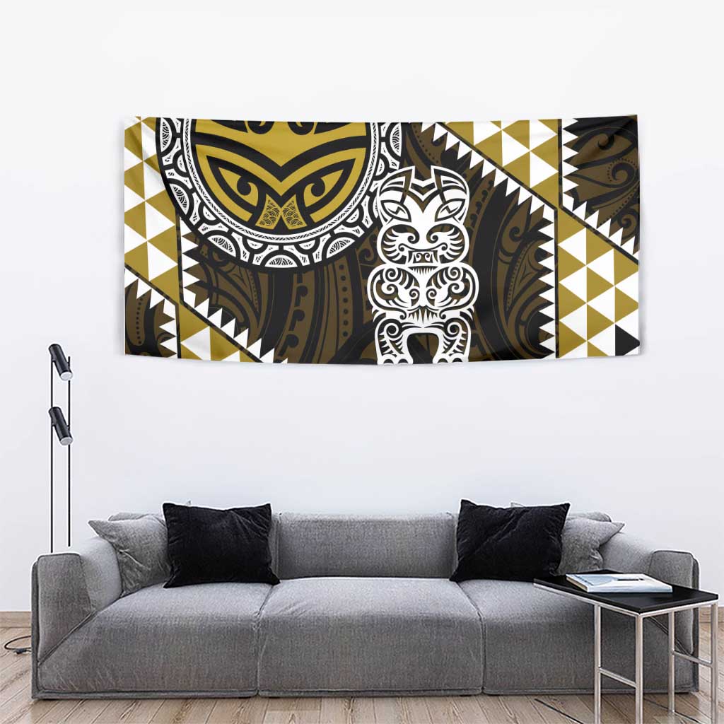 Yellow Aotearoa Niho Taniwha Tapestry Maori Mythology Tooth - Taniko Motifs LT14 - Polynesian Pride