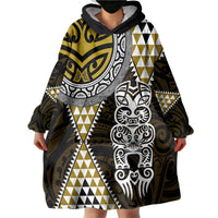 Yellow Aotearoa Niho Taniwha Wearable Blanket Hoodie Maori Mythology Tooth - Taniko Motifs LT14 - Polynesian Pride