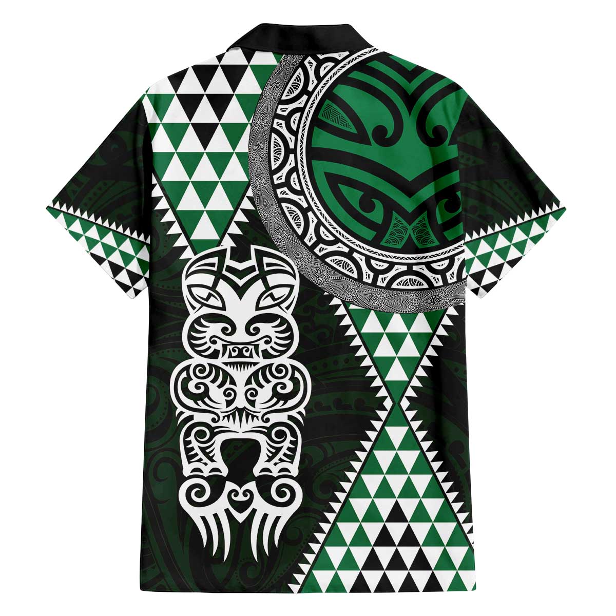 Green Aotearoa Niho Taniwha Family Matching Off The Shoulder Long Sleeve Dress and Hawaiian Shirt Maori Mythology Tooth - Taniko Motifs LT14 - Polynesian Pride