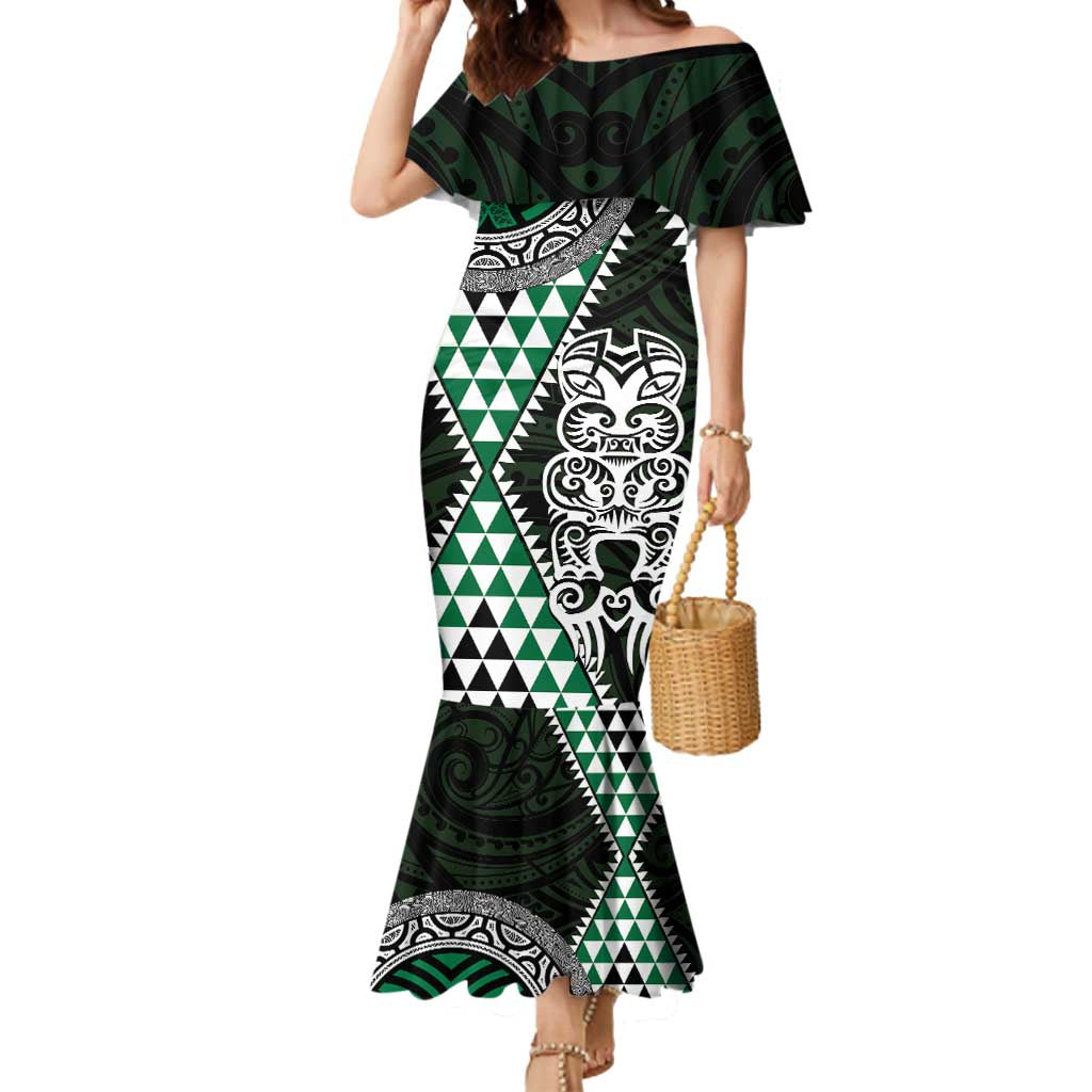 Green Aotearoa Niho Taniwha Mermaid Dress Maori Mythology Tooth - Taniko Motifs LT14 Women Green - Polynesian Pride