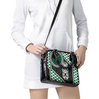 Green Aotearoa Niho Taniwha Shoulder Handbag Maori Mythology Tooth - Taniko Motifs