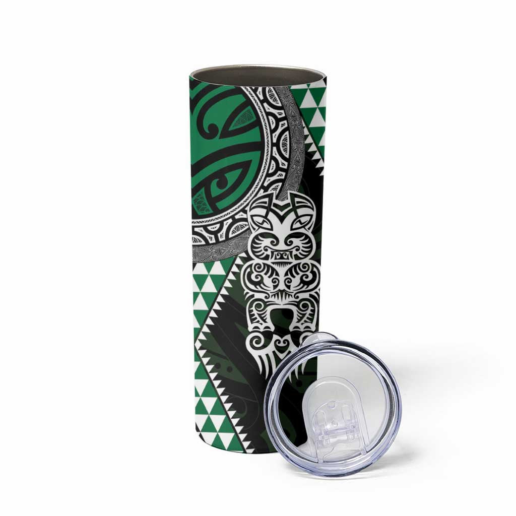Green Aotearoa Niho Taniwha Skinny Tumbler Maori Mythology Tooth - Taniko Motifs LT14 - Polynesian Pride