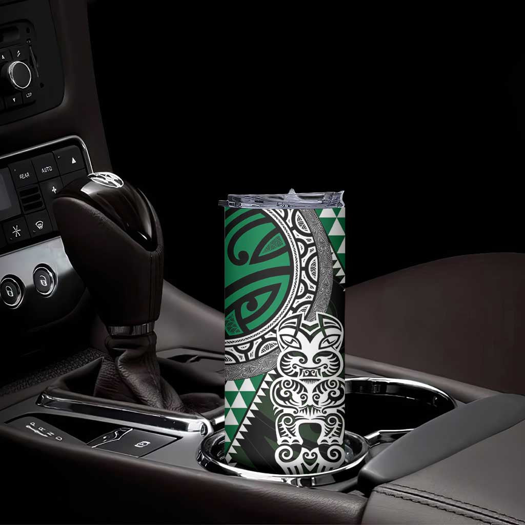 Green Aotearoa Niho Taniwha Skinny Tumbler Maori Mythology Tooth - Taniko Motifs LT14 - Polynesian Pride