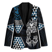 Blue Aotearoa Niho Taniwha Blazer Maori Mythology Tooth - Taniko Motifs LT14 Unisex Blue - Polynesian Pride
